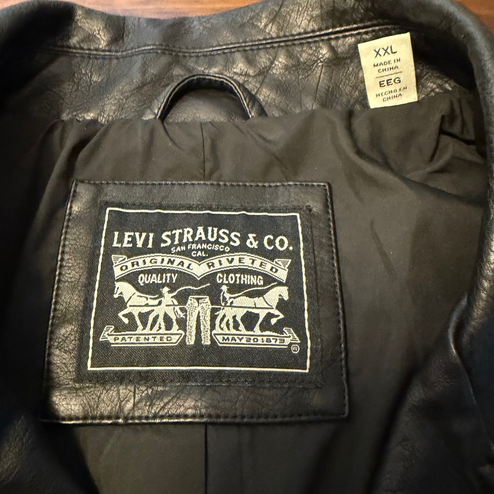 Levis Womens Black Vegan Faux Leather Moto Biker Jacket XXL Grunge Rocker Edgy - Picture 2 of 7